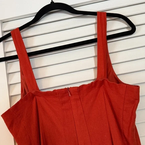 ✨NWT Christian Lacroix Vibrant Orange Linen Midi Dress | Sleeveless | Size 6 ✨ - Picture 6 of 10